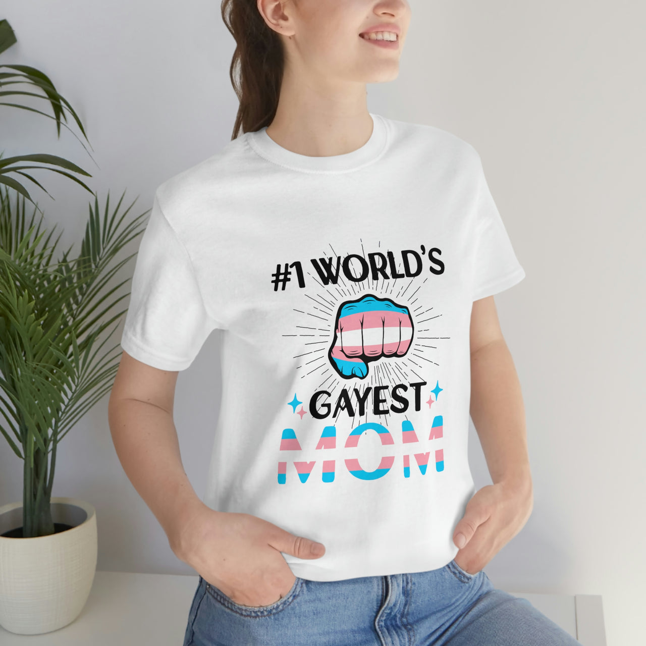 Transgender Pride Flag Mother's Day Unisex Short Sleeve Tee - #1 World's Gayest Mom SHAVA CO