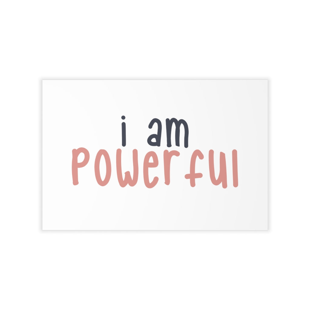 Affirmation Feminist Pro Choice Wall Decals - I Am Powerful (black with pink) Printify