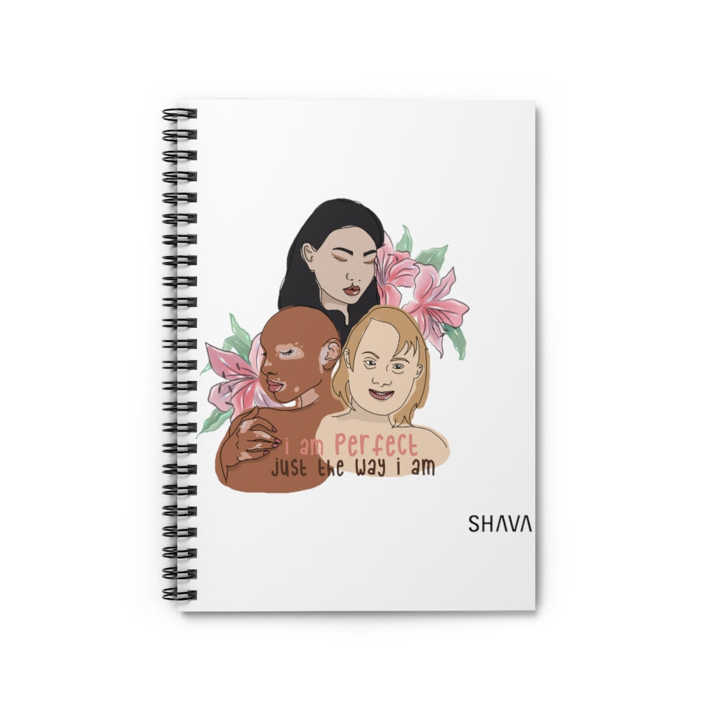 Affirmation Feminist Pro Choice Ruled Line Spiral Notebook - I Am Perfect (Down Syndrome) Printify