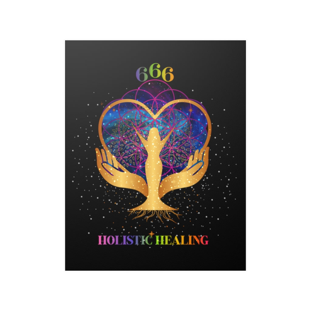Yoga Spiritual Meditation Satin Poster - Reflection 666 Angel Number Printify