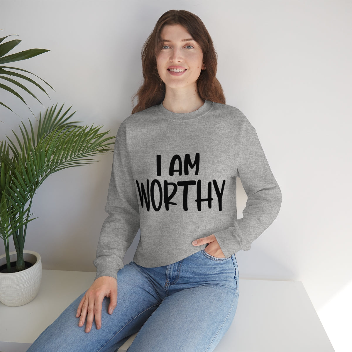 Affirmation Feminist Pro Choice Sweatshirt Unisex  Size –I Am Worthy Printify