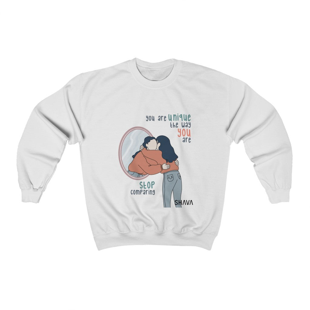 Affirmation Feminist Pro Choice Sweatshirt Women’s Size – You Are Unique (White) Printify