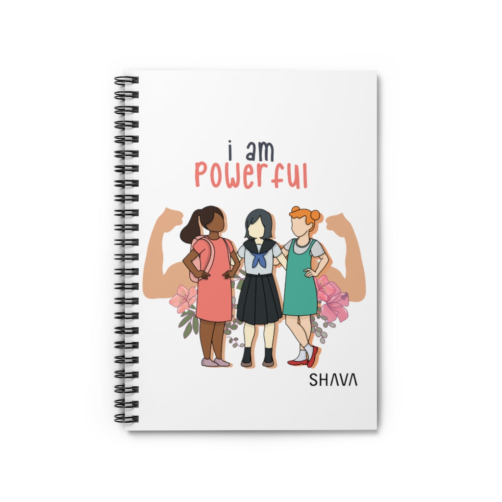 Affirmation Feminist Pro Choice Ruled Line Spiral Notebook - I Am Powerful (Little Girls) Printify