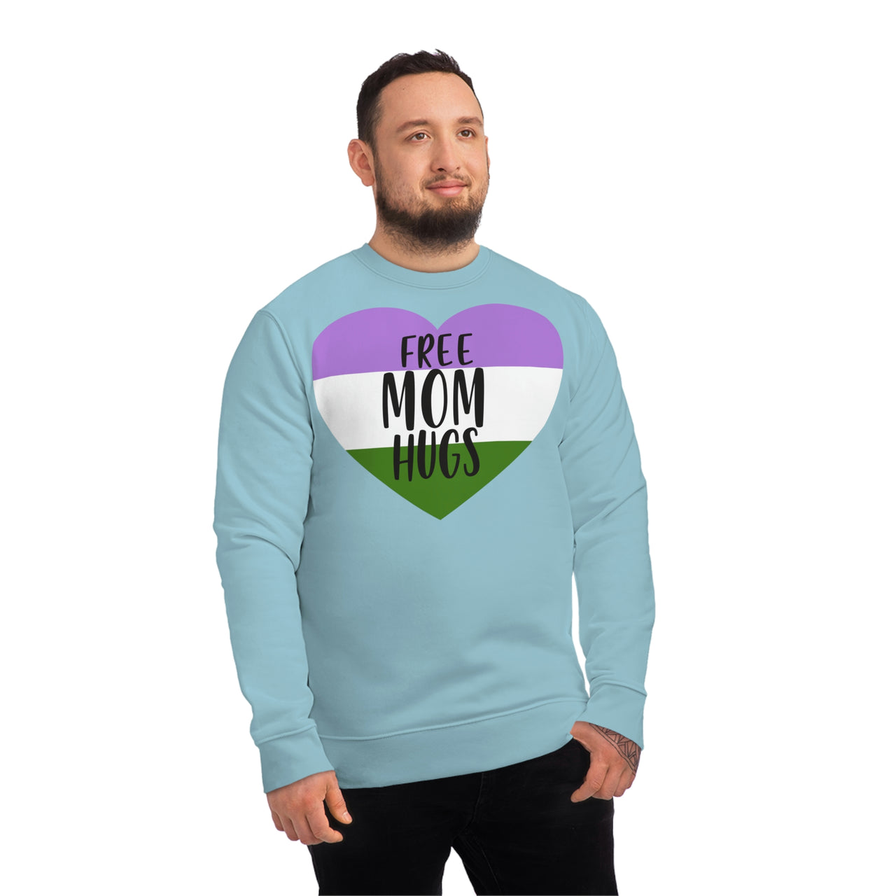 Genderqueer Pride Flag Sweatshirt Unisex Size - Free Mom Hugs Printify