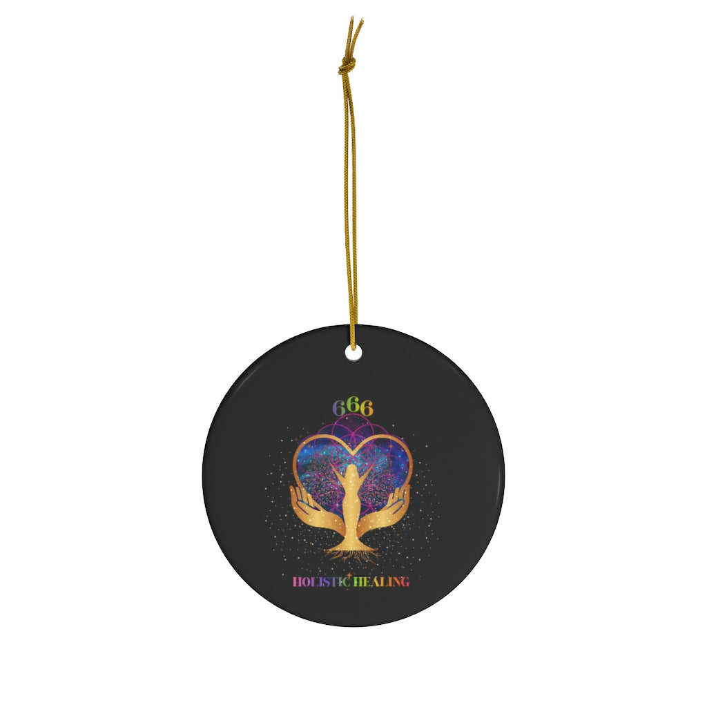 Yoga Spiritual Meditation Ceramic Ornament , 4 Shape's -  Reflection 666 Angel Number Printify