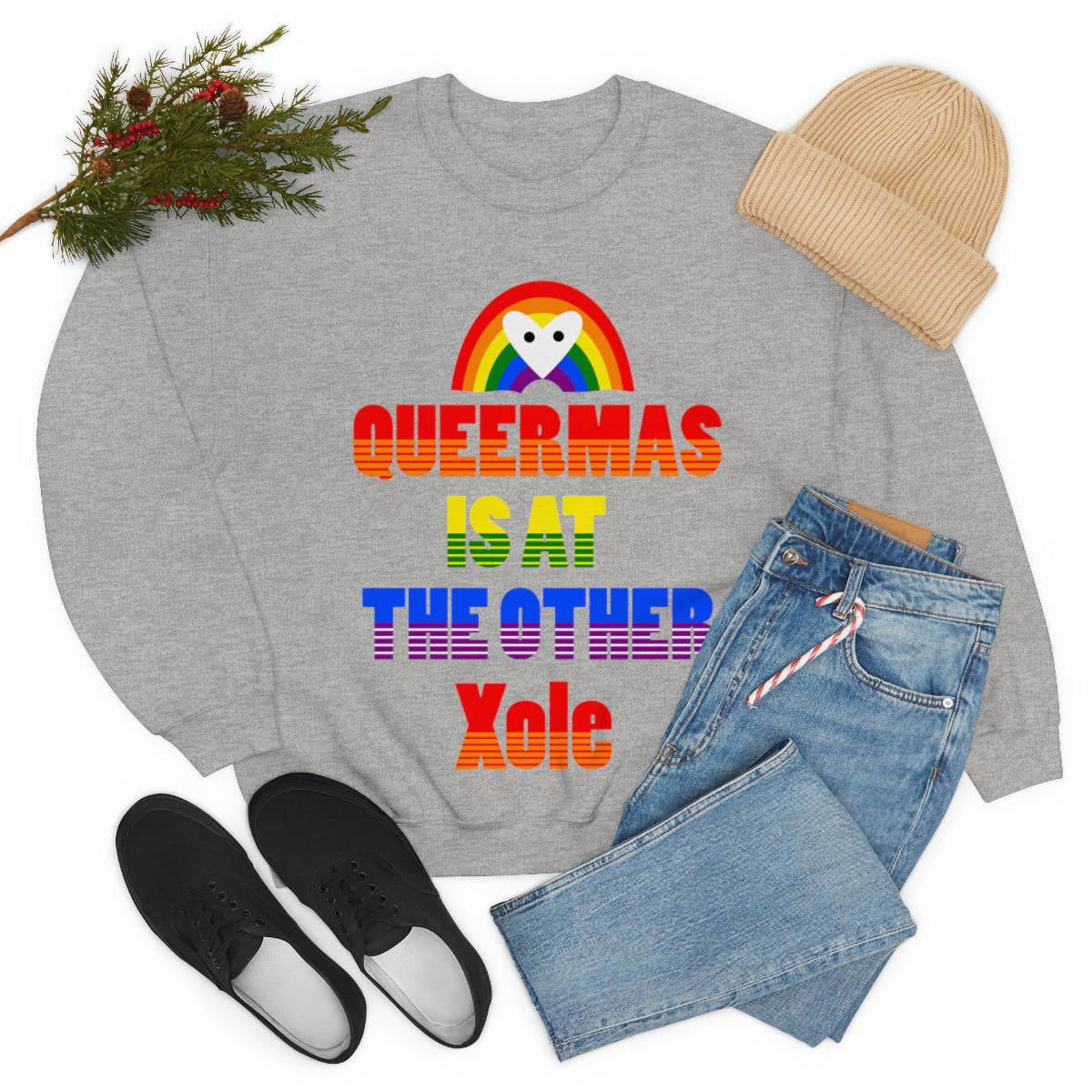 Unisex Christmas LGBTQ Heavy Blend Crewneck Sweatshirt - Queermas Is At The Other Xole Printify