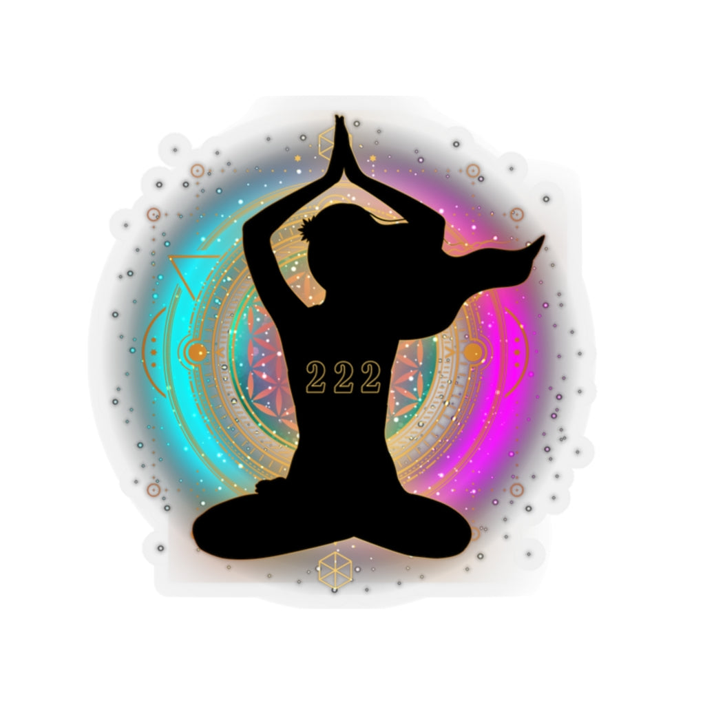 Yoga Spiritual Meditation Kiss Cut Sticker - Alignment 222 Angel Number Printify