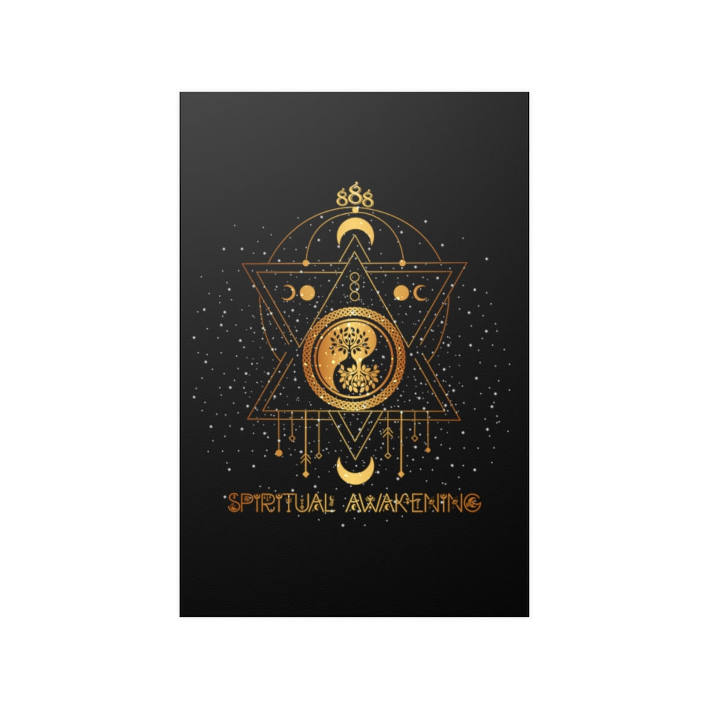 Yoga Spiritual Meditation Satin Poster - Awakening 888 Angel Number Printify