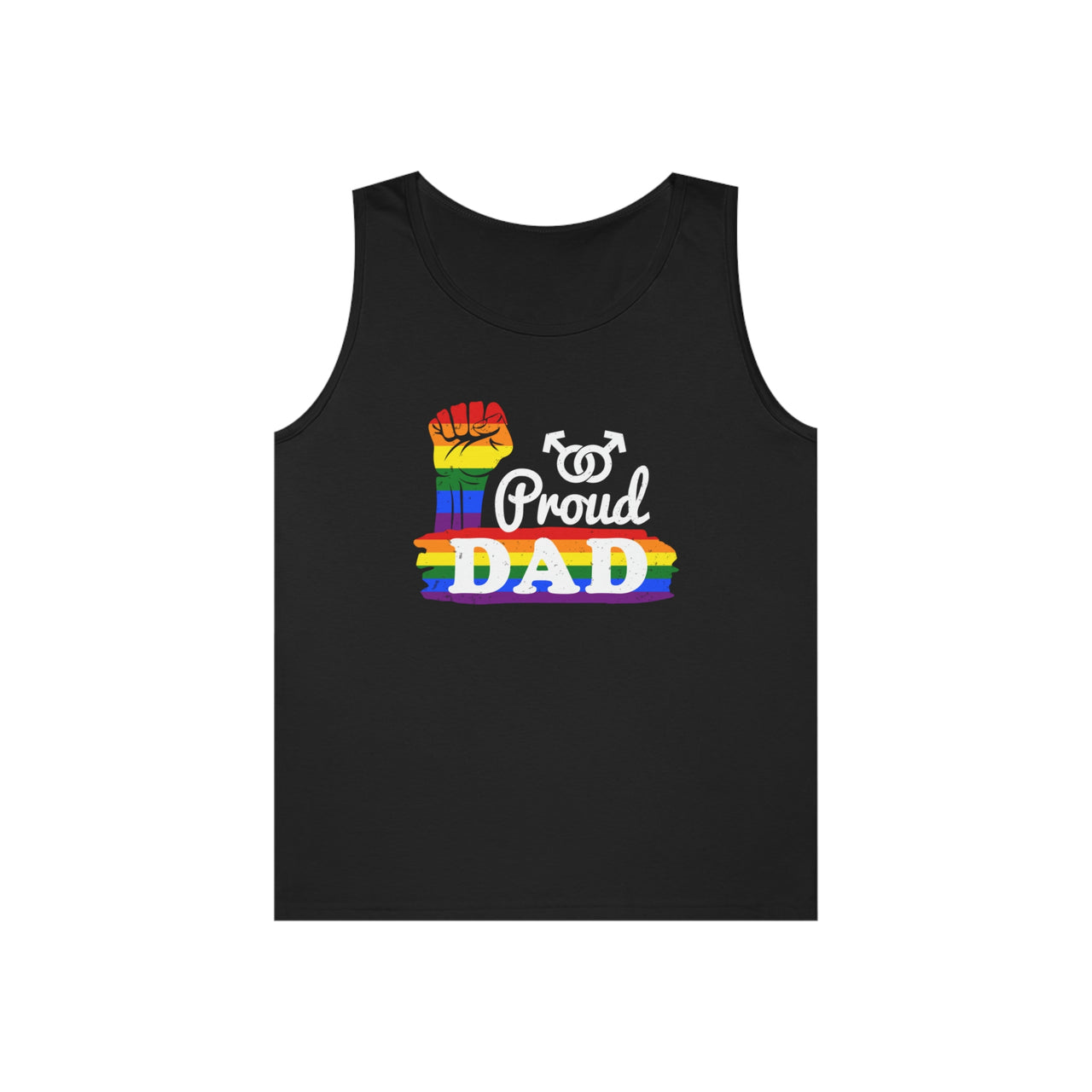 Rainbow Pride Flag Heavy Cotton Tank Top Unisex Size - Proud Dad Printify