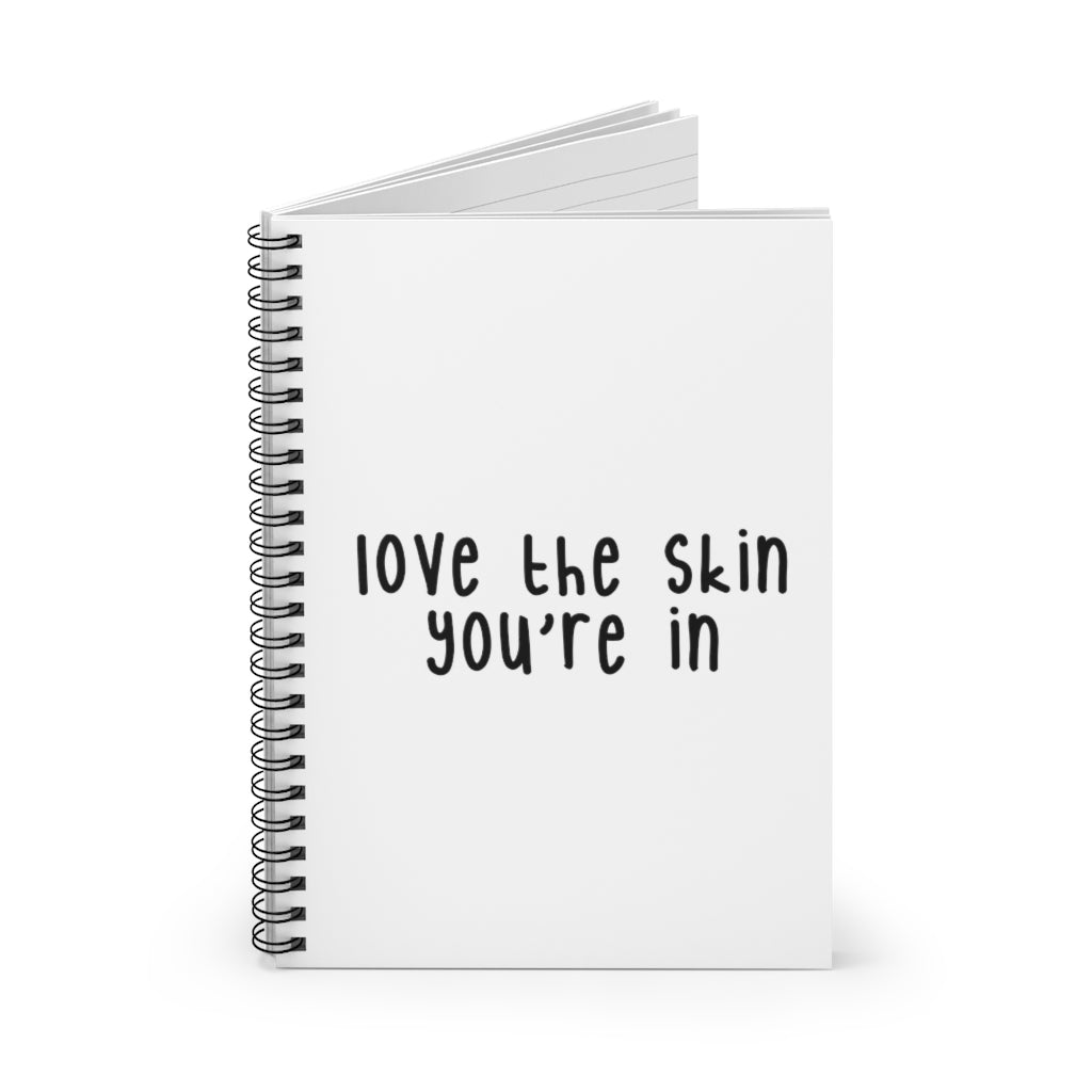 Affirmation Feminist Pro Choice Color Contrast Notebook & Journal - Love The Skin I'M In (Black) Printify