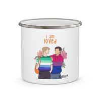Thumbnail for Affirmation Feminist pro choice 12oz Enamel Camping Mug -  I am Loved (Gay and Bisexual) Printify
