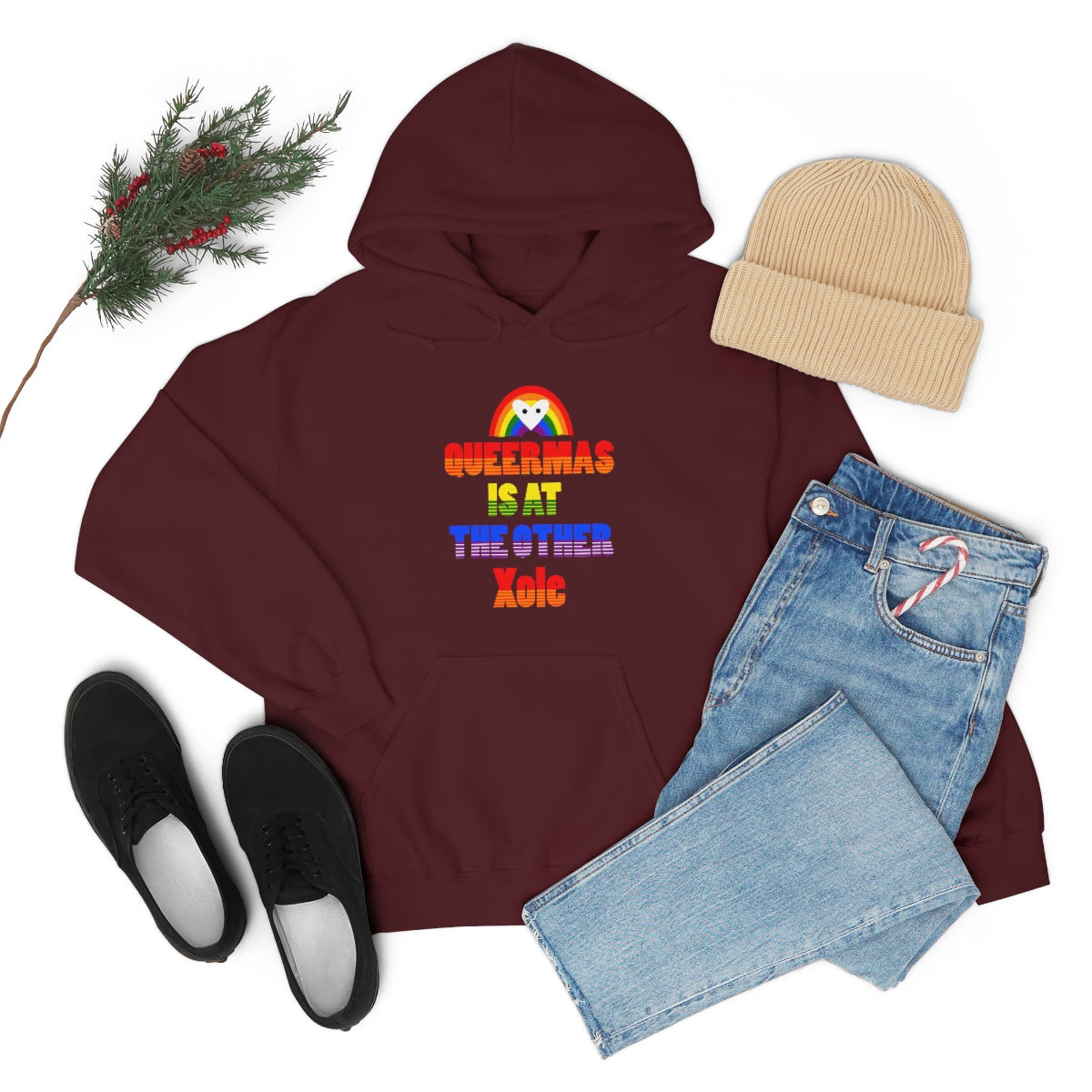 Unisex Christmas LGBTQ Heavy Blend Hoodie - Queermas Is At The Other Xole Printify