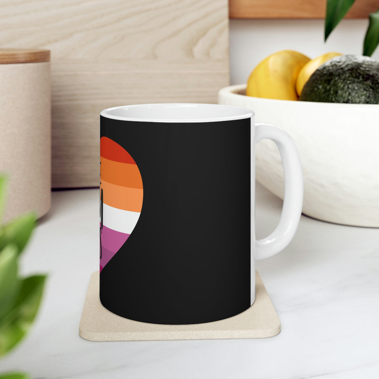 Lesbian Flag Ceramic Mug  - Free Mom Hugs Printify