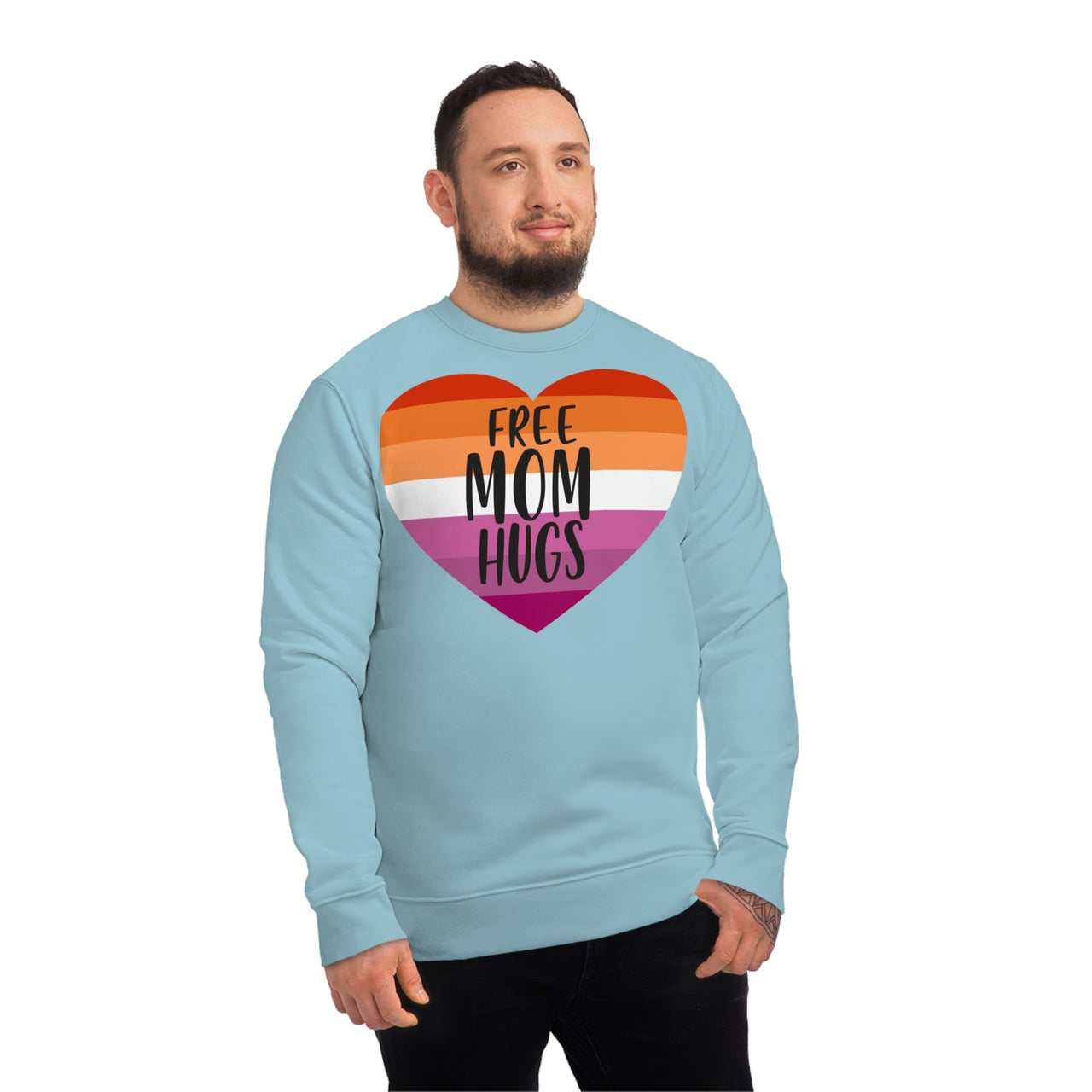 Lesbian Pride Flag Sweatshirt Unisex Size - Free Mom Hugs Printify