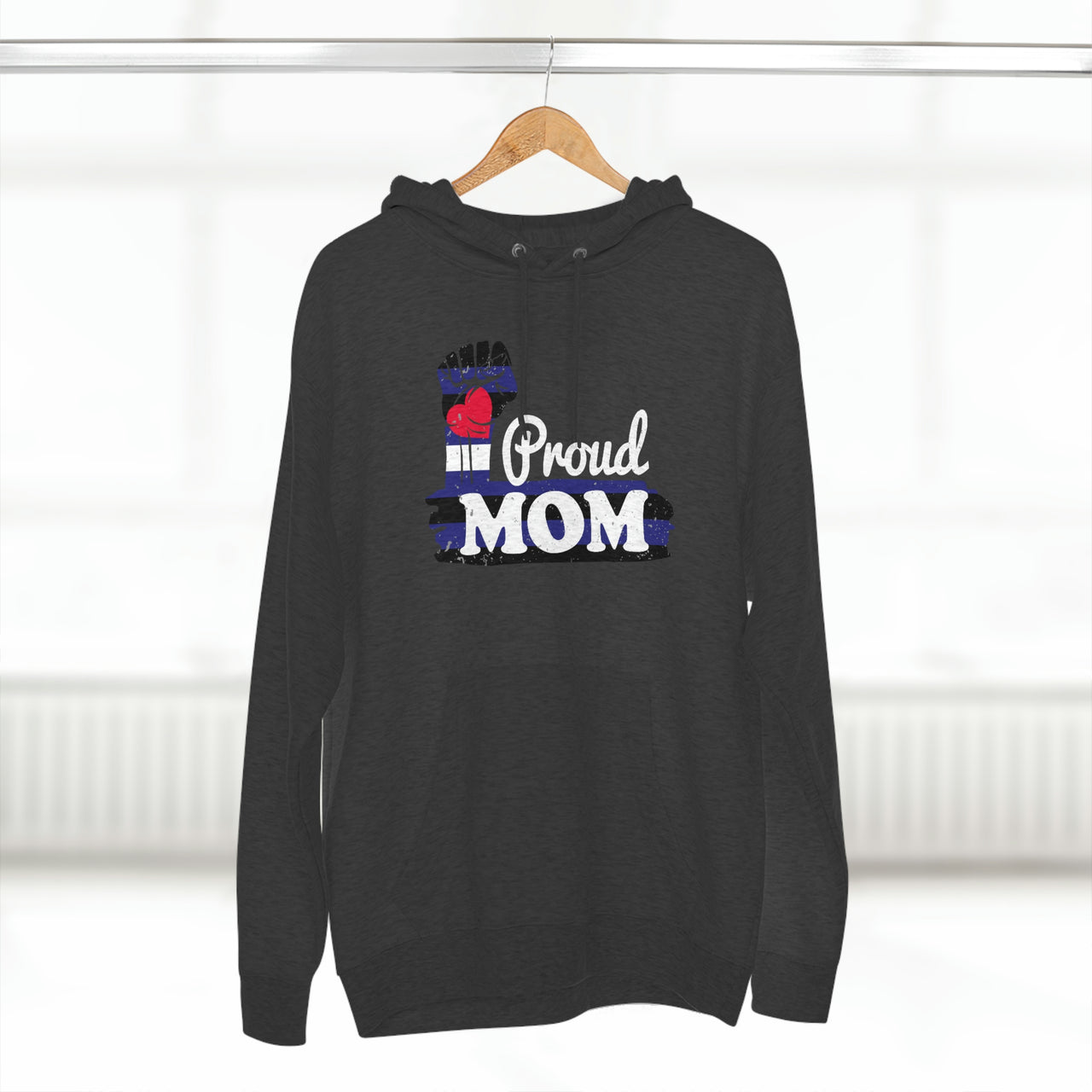 Leather Flag Mother's Day Unisex Premium Pullover Hoodie - Proud Mom Printify
