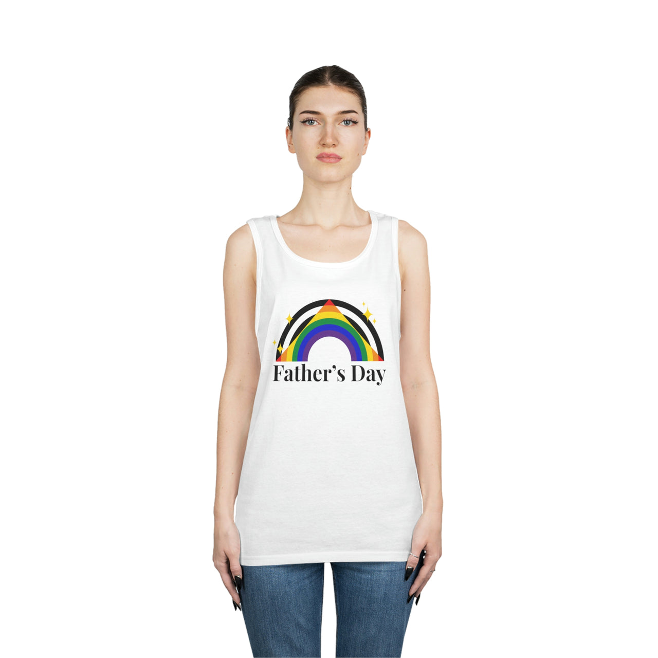 Straight Ally Pride Flag Heavy Cotton Tank Top Unisex Size - Father's Day Printify