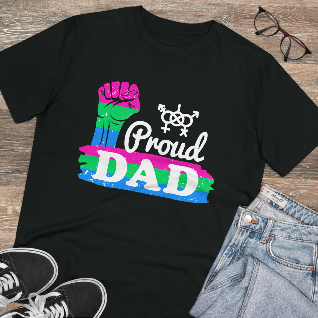 Polysexual Pride Flag T-shirt Unisex Size - Proud Dad Printify