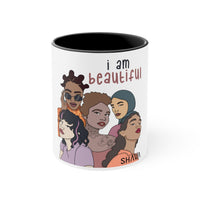 Thumbnail for Affirmation Feminist pro choice White ceramic with black interior and handle - I am Beautiful Printify