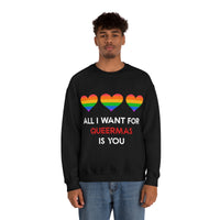 Thumbnail for Unisex Christmas LGBTQ Heavy Blend Crewneck Sweatshirt - All I want For Queermas Is You Printify