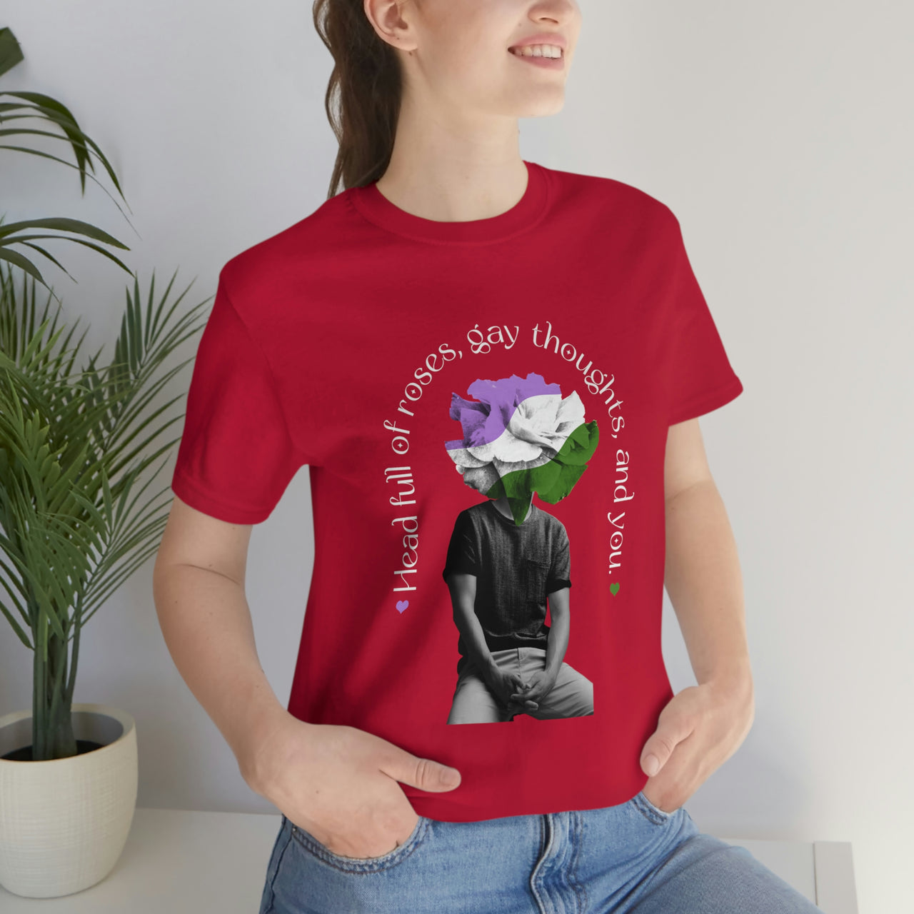 Genderqueer Flag LGBTQ Affirmation T-shirt  Unisex Size - Head Full Of Roses Printify