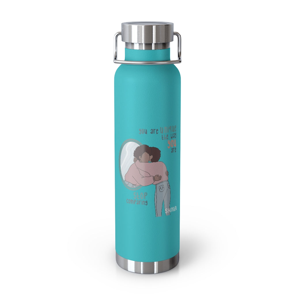 Affirmation Feminist pro choice Copper Vacuum insulated bottle 22oz -  I am Me Only Me (Brown Girl) Printify