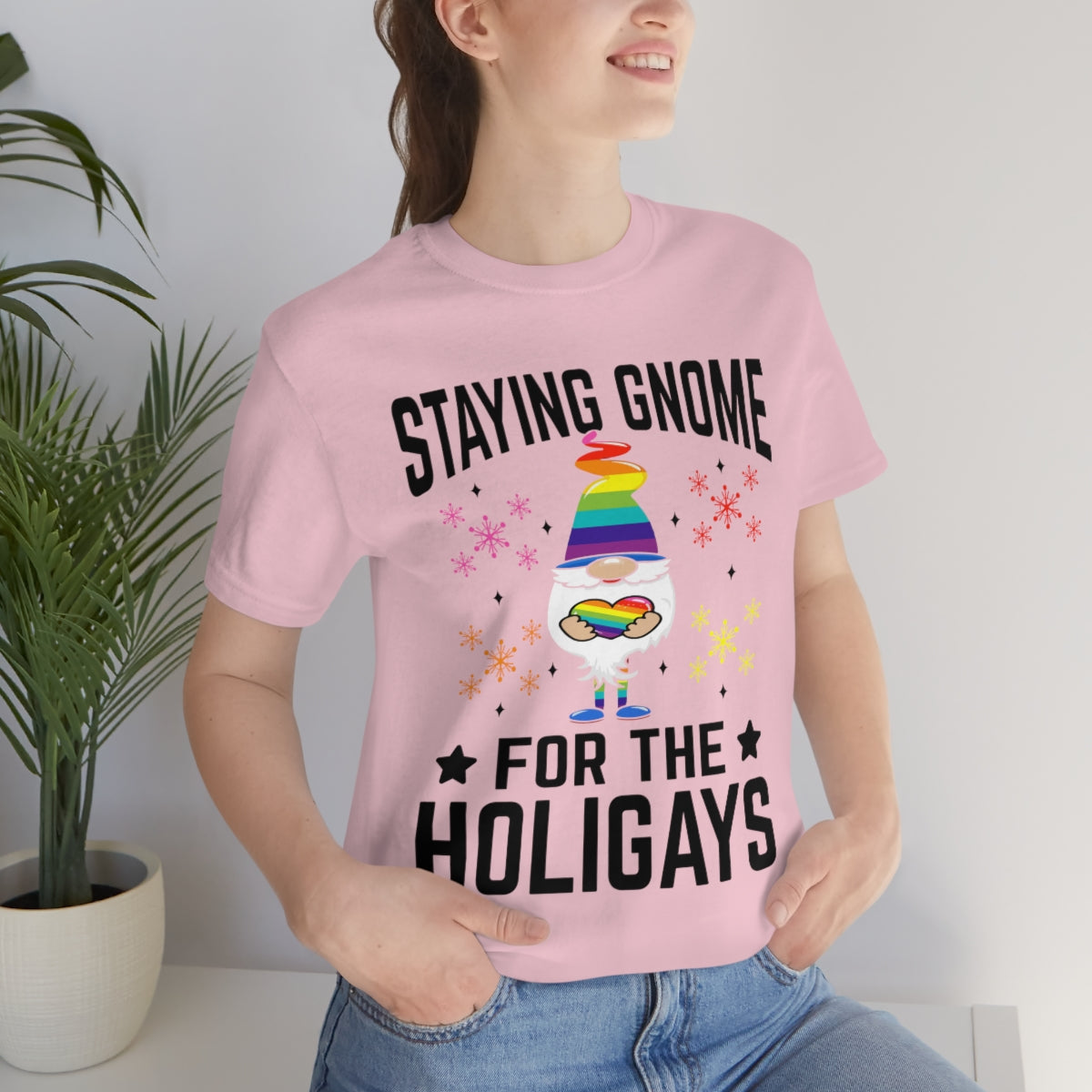 Classic Unisex Christmas LGBTQ T-Shirt - Staying Gnome For The Holigay Printify
