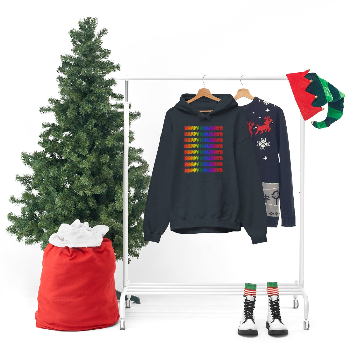 Unisex Christmas LGBTQ Heavy Blend Hoodie - Happy Holigays Printify