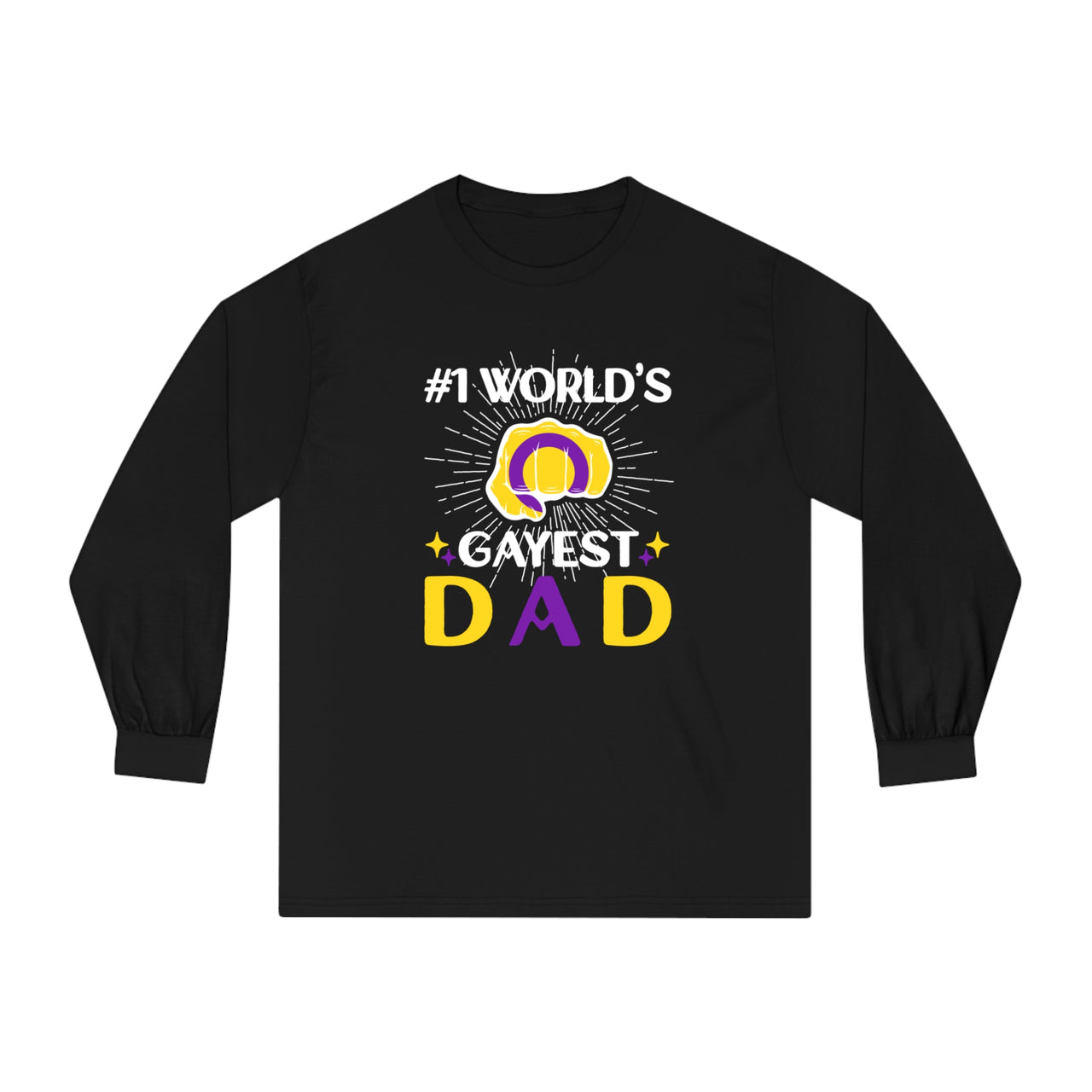 Intersexual Pride Flag Unisex Classic Long Sleeve Shirt - #1 World's Gayest Dad Printify