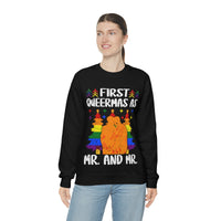 Thumbnail for Unisex Christmas LGBTQ Heavy Blend Crewneck Sweatshirt - First Queermas As Mr. & Mr. Printify