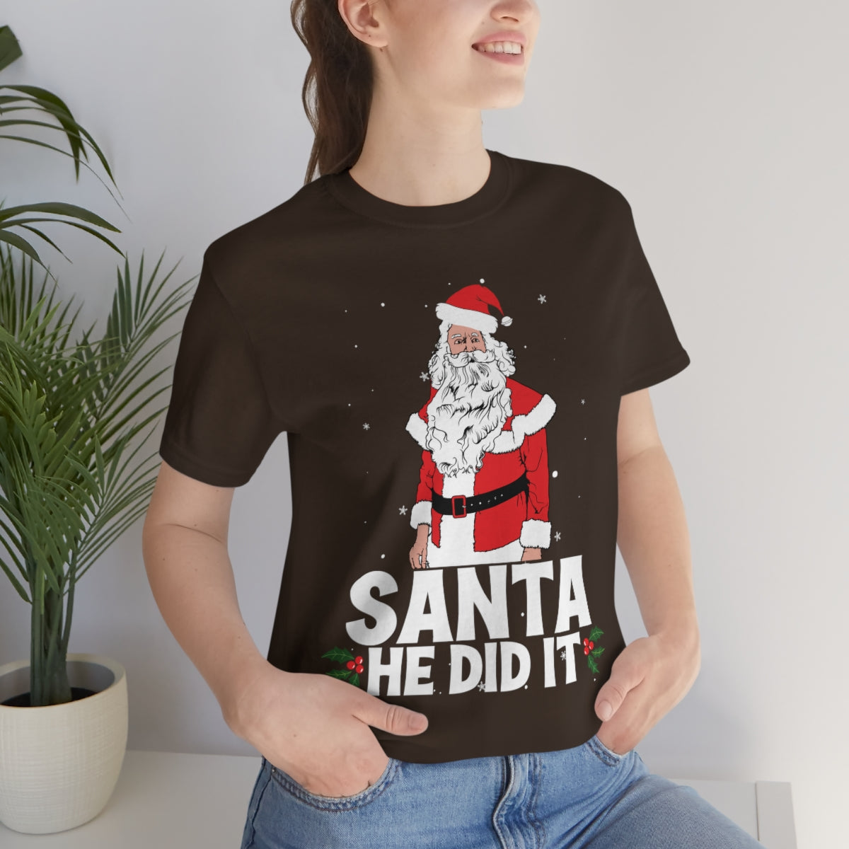 Classic Unisex Christmas T-shirt - Santa He Did It Printify