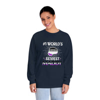 Thumbnail for Asexual Pride Flag Unisex Classic Long Sleeve Shirt - #1 World's Sexiest Maddy Printify
