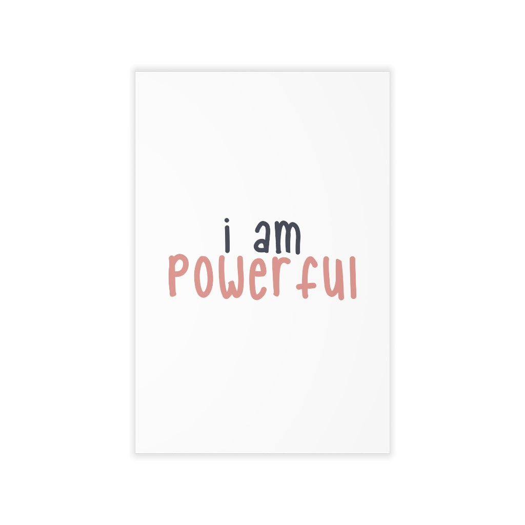 Affirmation Feminist Pro Choice Wall Decals - I Am Powerful (black with pink) Printify