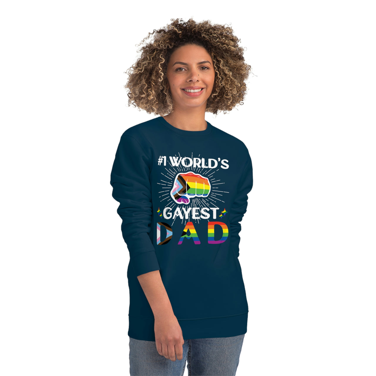 Progress Pride Flag Sweatshirt Unisex Size - #1 World's Gayest Dad Printify