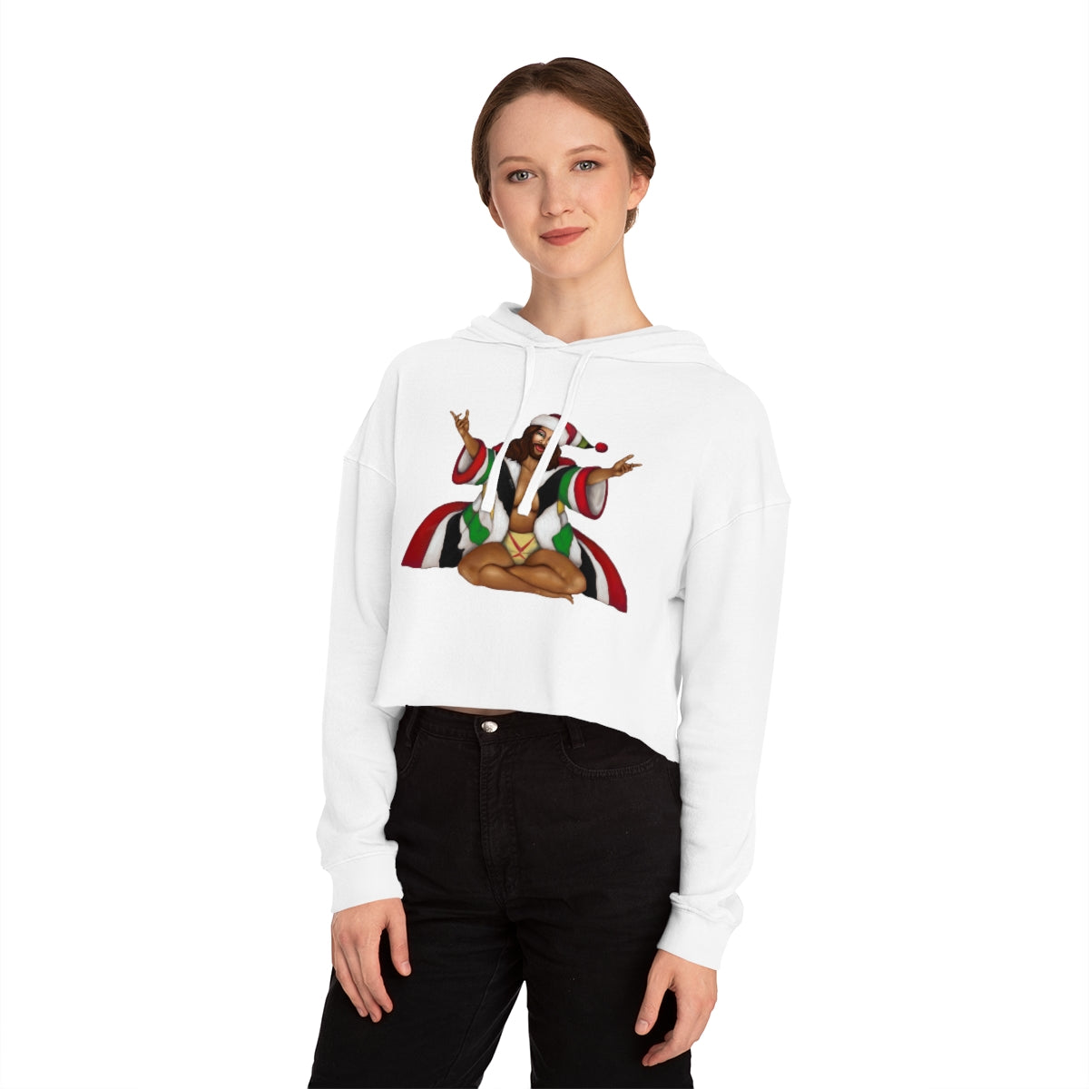 Christmas LGBTQ Women’s Cropped Hooded Sweatshirt - Black Gay Printify