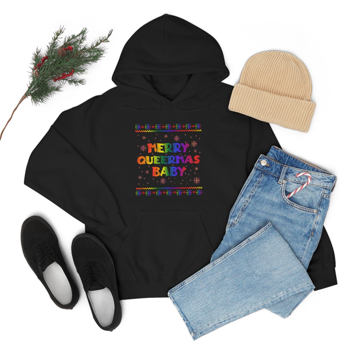 Unisex Christmas LGBTQ Heavy Blend Hoodie - Merry Queermas Baby Printify