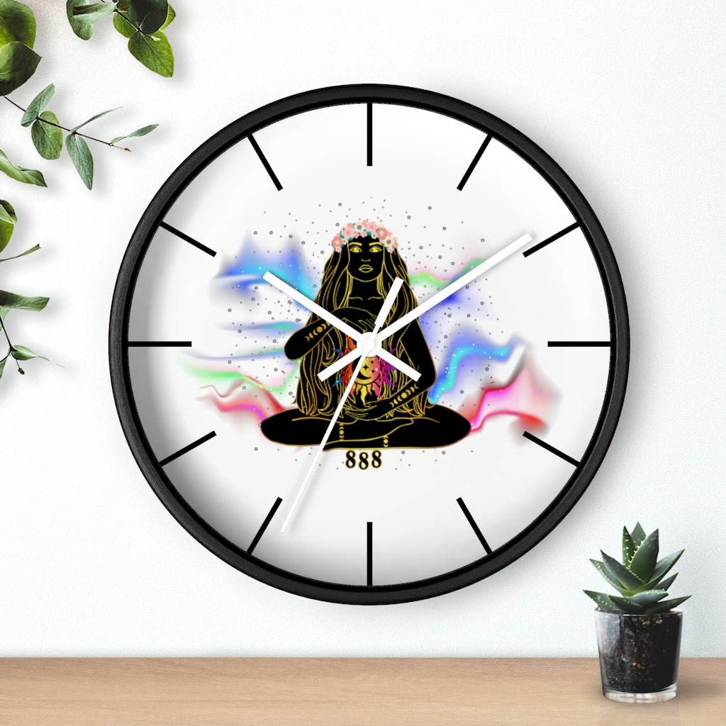Yoga Spiritual Meditation Wall clock - Balance 888 Angel Number Printify