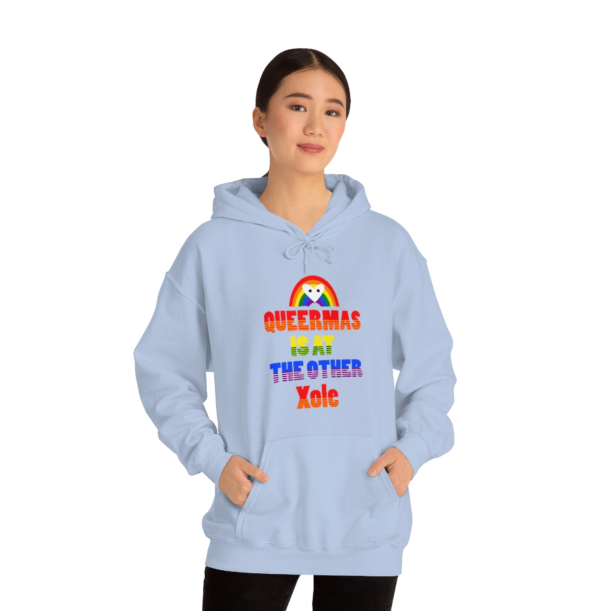 Unisex Christmas LGBTQ Heavy Blend Hoodie - Queermas Is At The Other Xole Printify