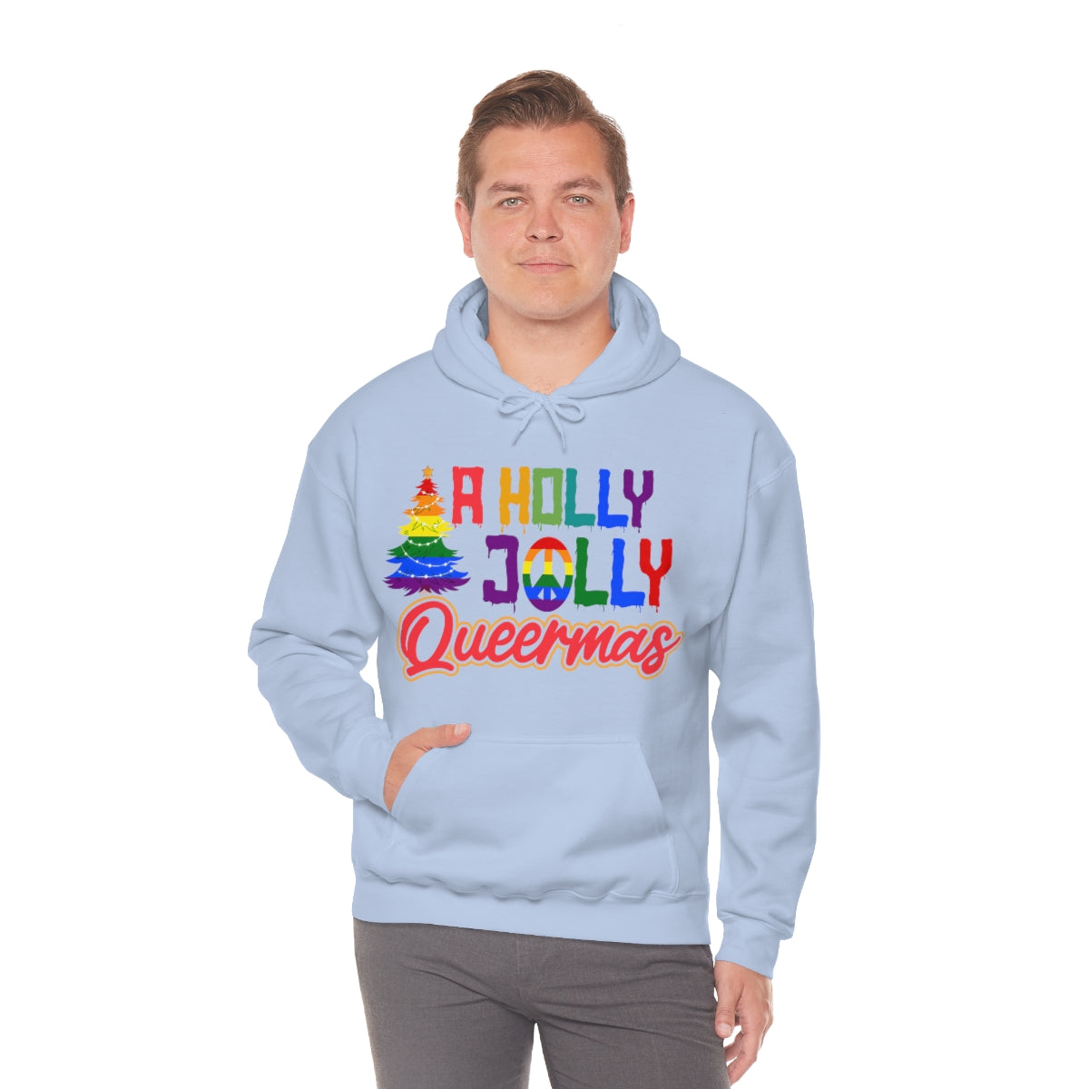 Unisex Christmas LGBTQ Heavy Blend Hoodie - A Holly Jolly Queermas Printify