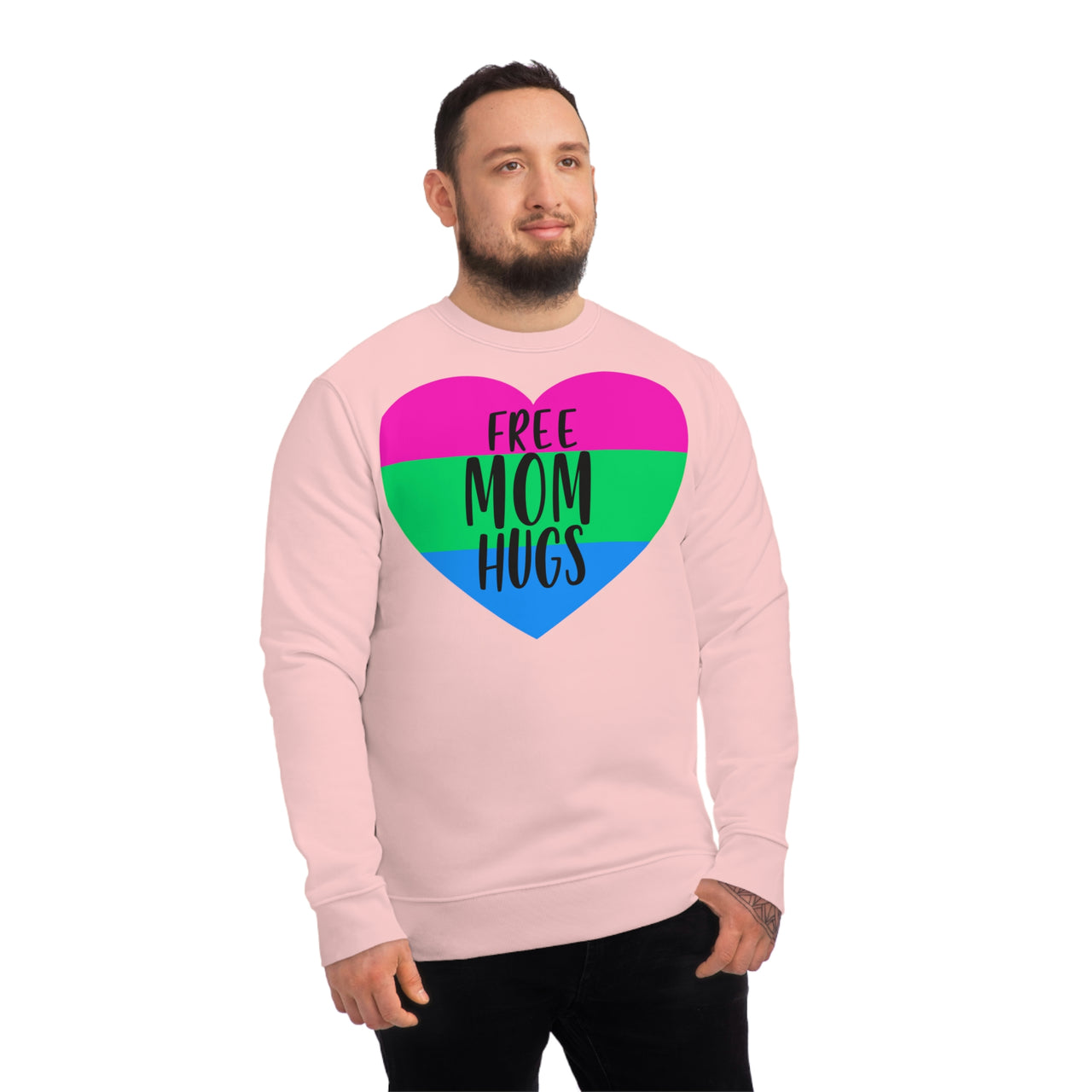 Polysexual Pride Flag Sweatshirt Unisex Size - Free Mom Hugs Printify