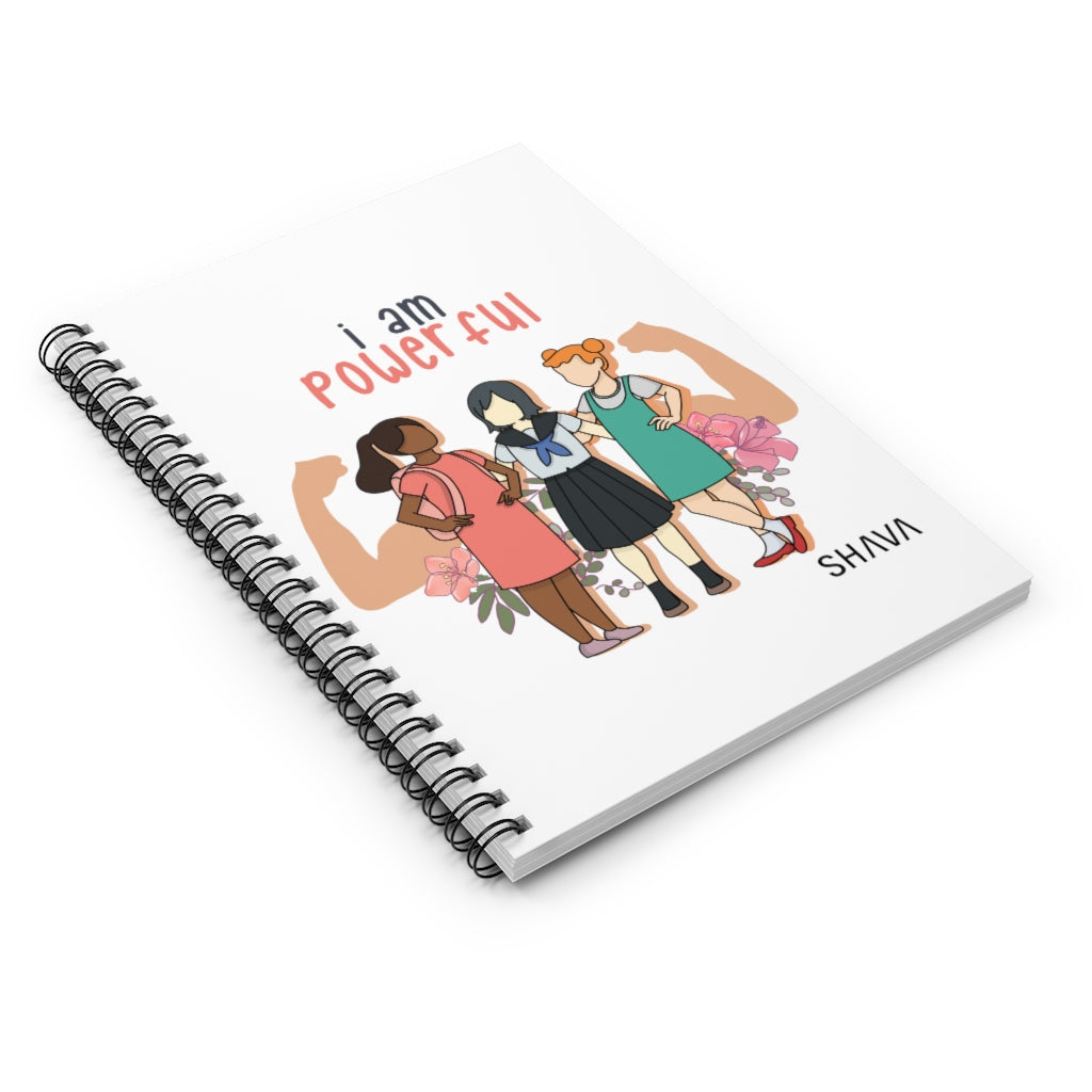 Affirmation Feminist Pro Choice Ruled Line Spiral Notebook - I Am Powerful (Little Girls) Printify