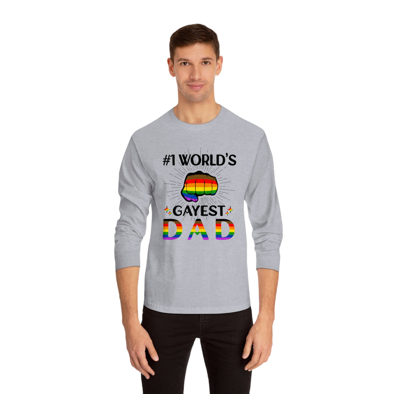 Philadelphia Pride Flag Unisex Classic Long Sleeve Shirt - #1 World's Gayest Dad Printify