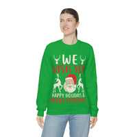 Thumbnail for Merry Christmas Unisex Sweatshirts , Sweatshirt , Women Sweatshirt , Men Sweatshirt ,Crewneck Sweatshirt, WE WISH YOU HAPPY HOLIDAYS & MERRY CHRISTMAS Printify
