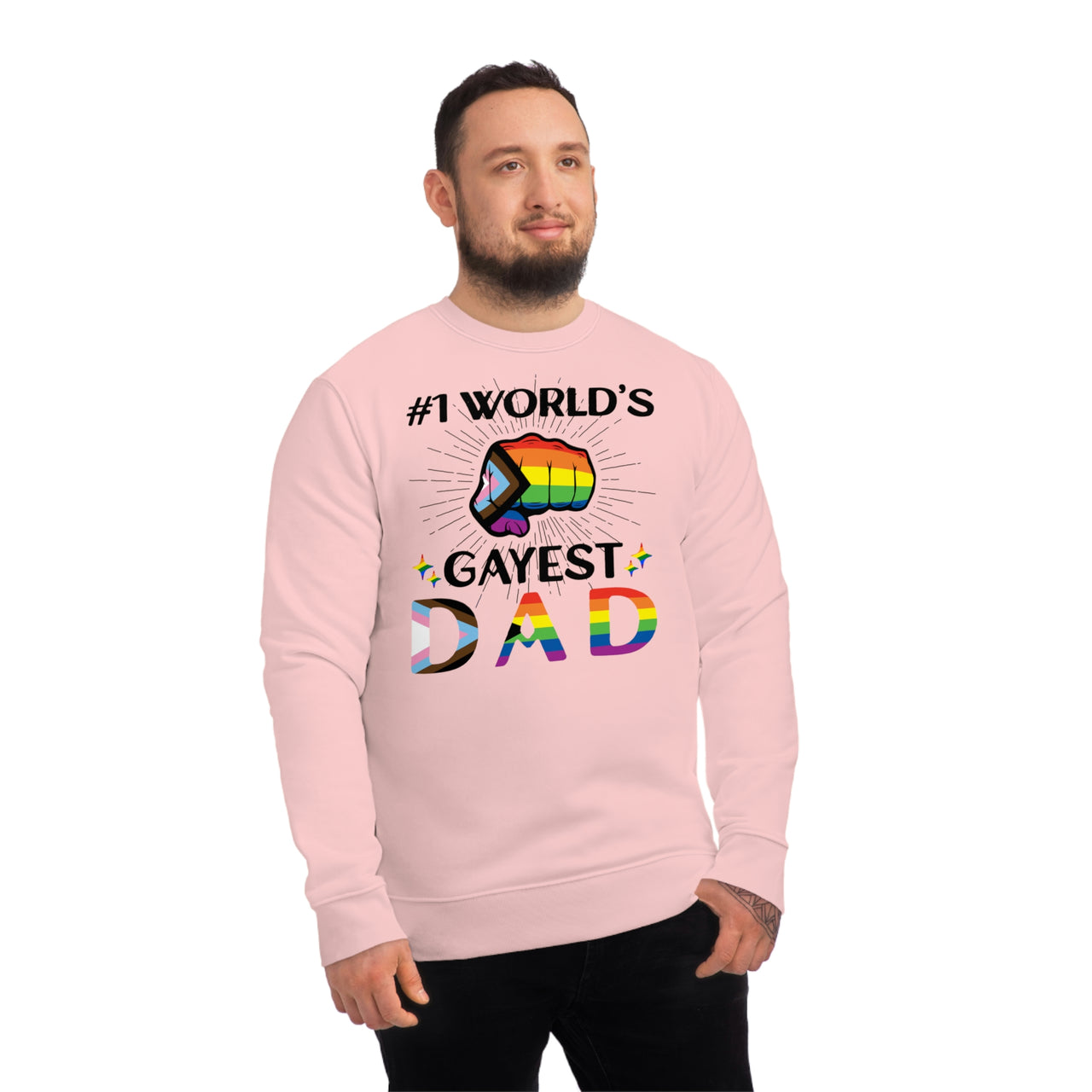Progress Pride Flag Sweatshirt Unisex Size - #1 World's Gayest Dad Printify