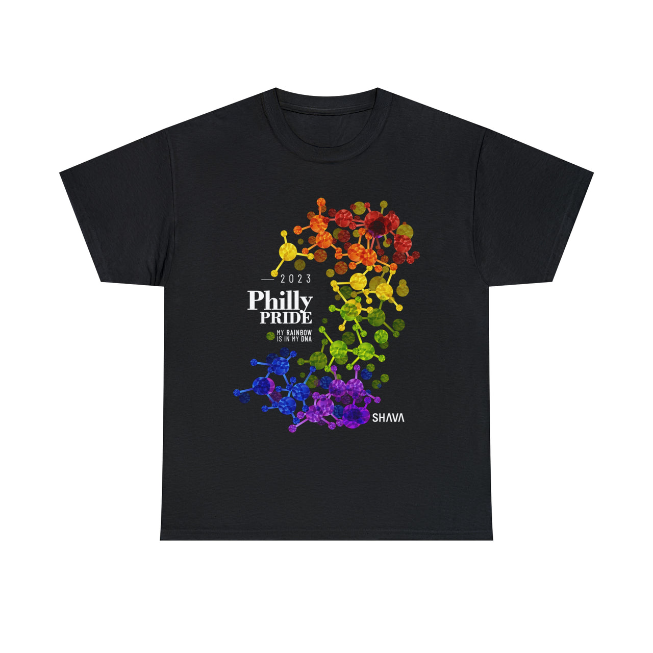 SHAVA CO Rainbow Flag 2023 Pride, Philly Unisex Heavy Cotton Tee - My Rainbow Is In My DNA Printify