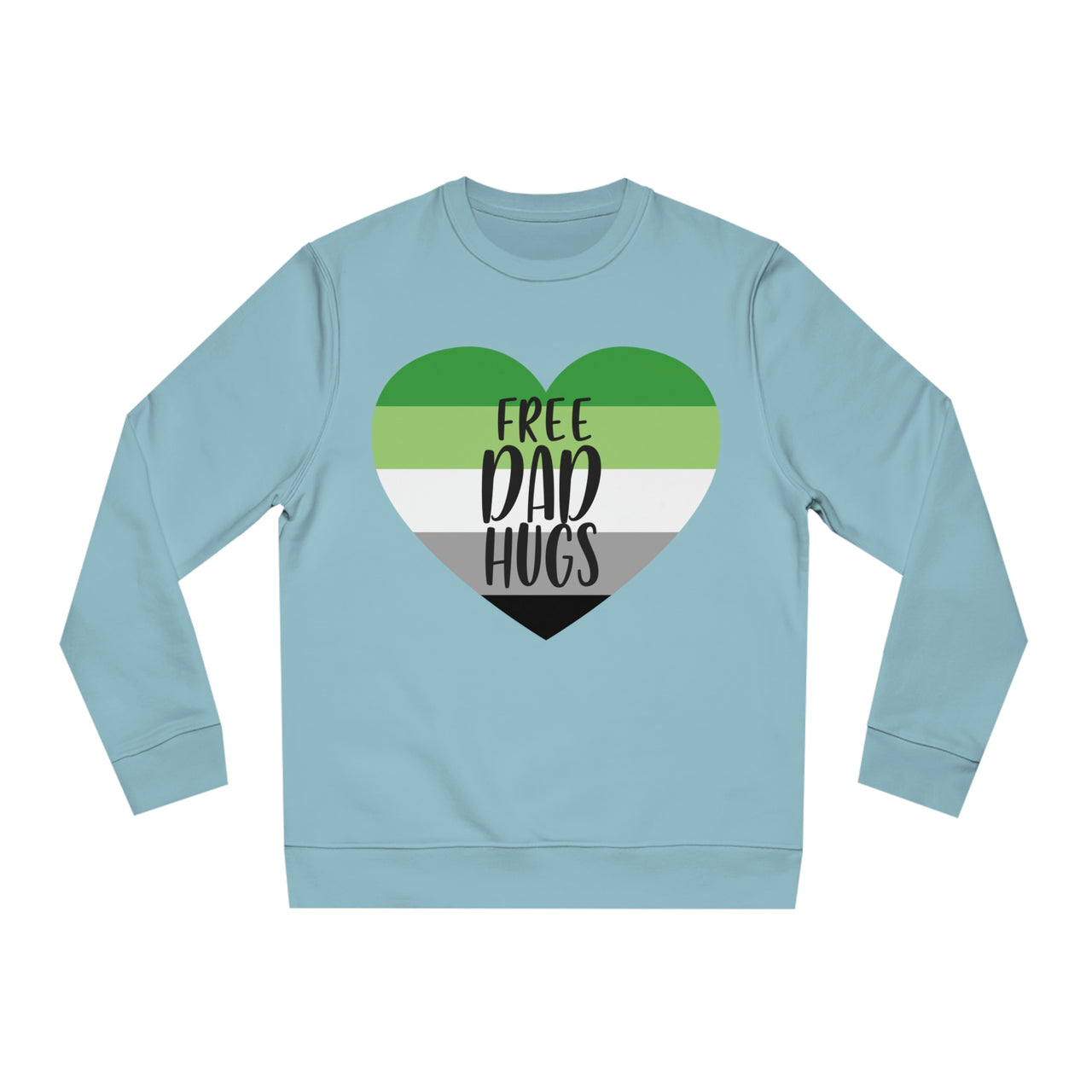 Aromantic Pride Flag Sweatshirt Unisex Size - Free Dad Hugs Printify