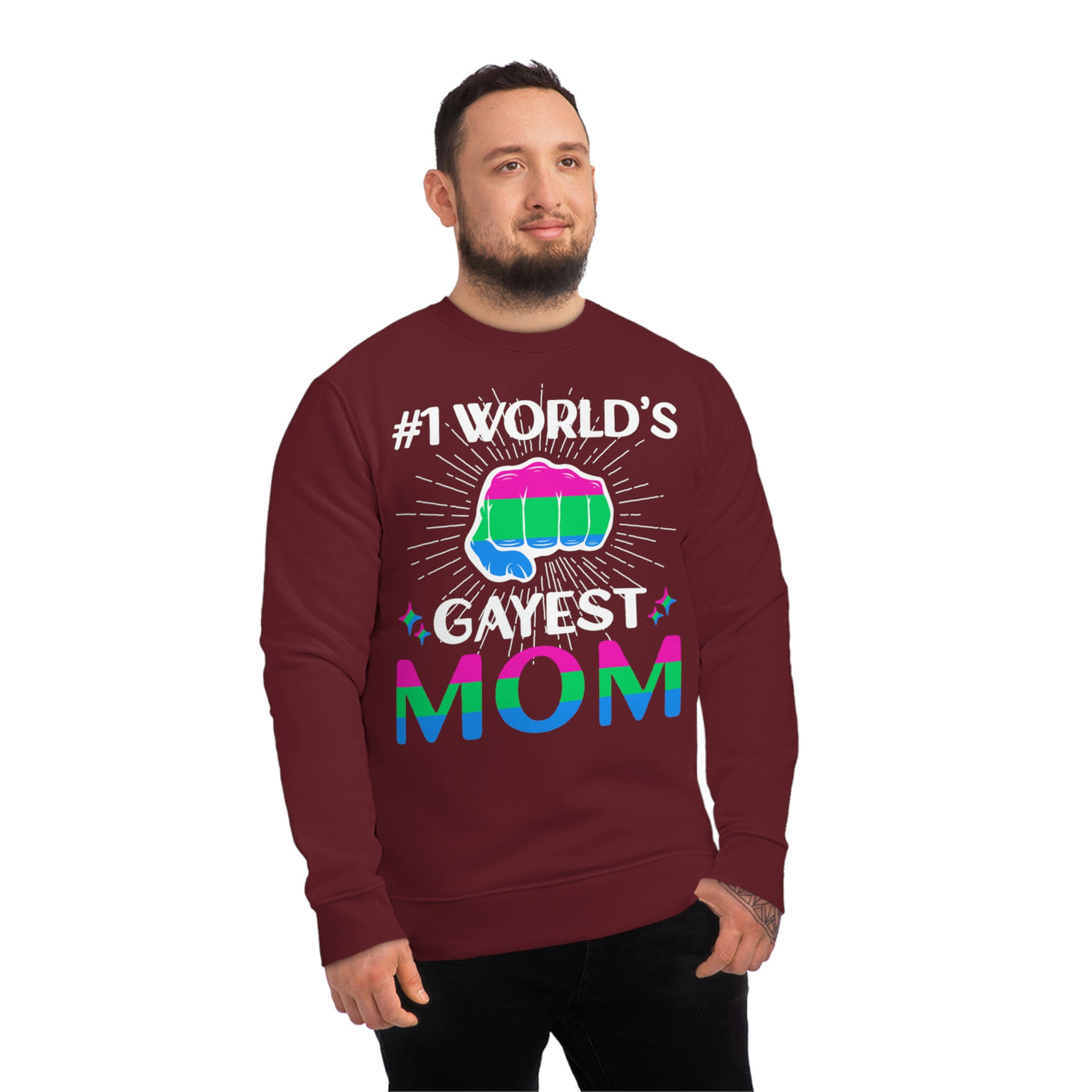Polysexual Pride Flag Sweatshirt Unisex Size - #1 World's Gayest Mom Printify