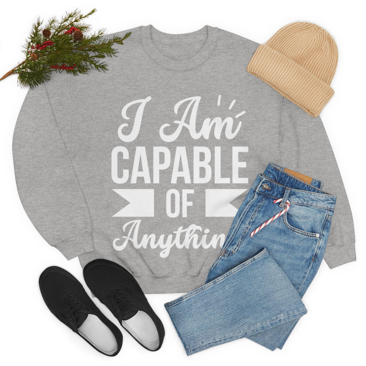 Affirmation Feminist Pro Choice Sweatshirt Unisex  Size – I am Capable of Anything Printify