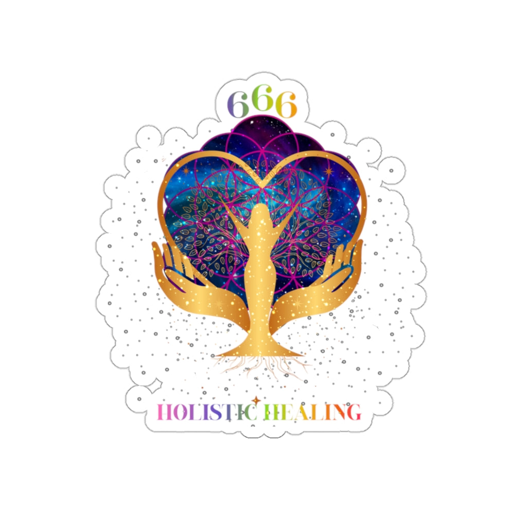 Yoga Spiritual Meditation Kiss Cut Sticker - Reflection 666 Angel Number Printify