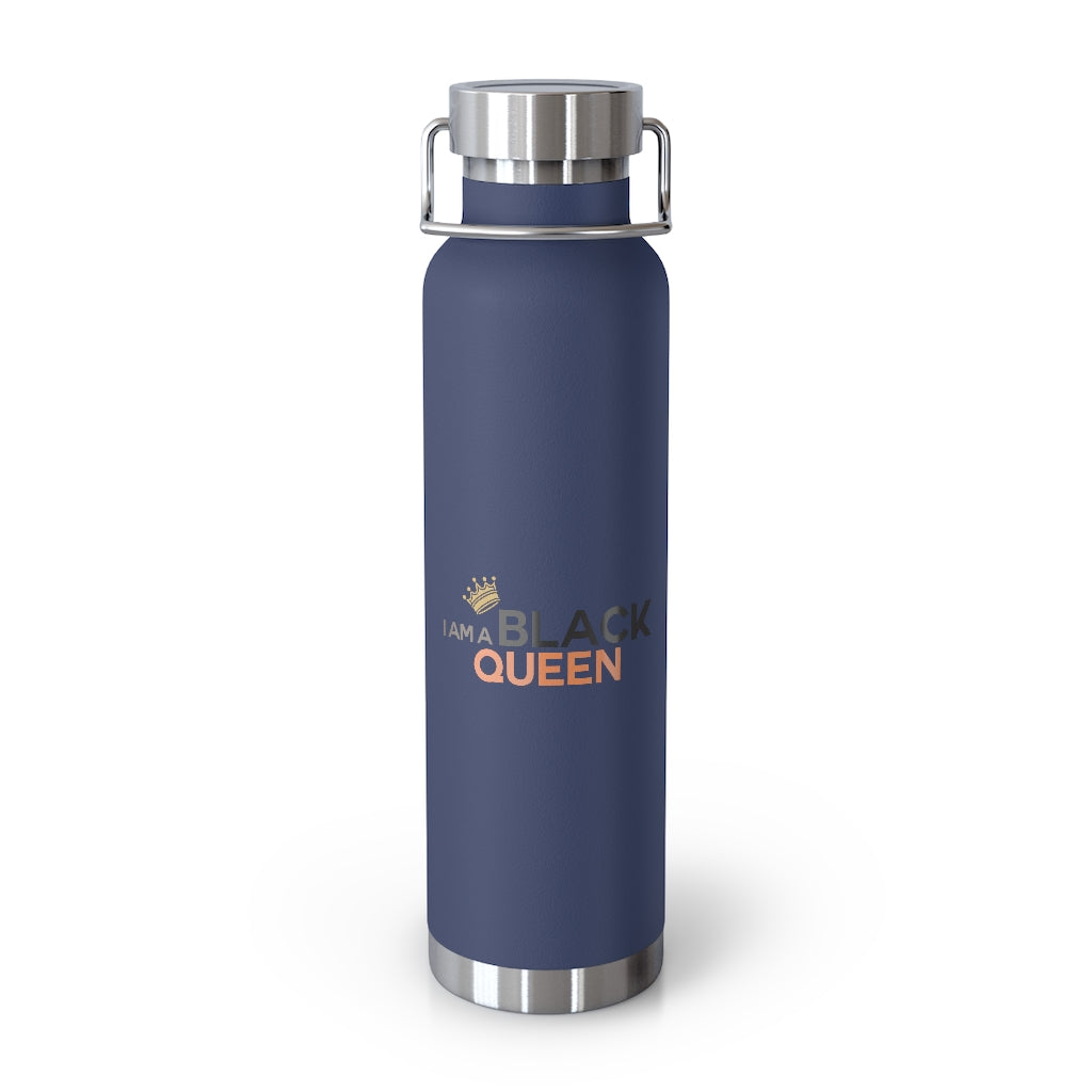 Affirmation Feminist pro choice Copper Vacuum insulated bottle 22oz -  I am black queen centered Printify