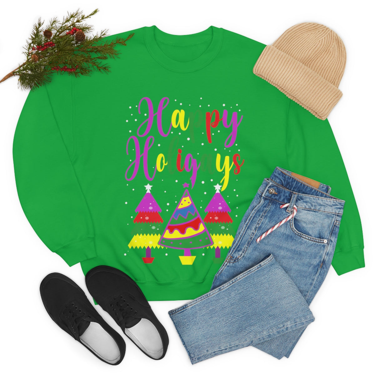 Unisex Christmas LGBTQ Heavy Blend Crewneck Sweatshirt - Happy Holigays Printify
